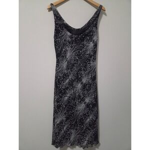 Hotkiss Womens Black White Abstract Print Cowl Neck Midi Dress B604S Size M NWT